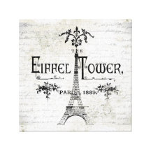 Vintage Eiffel Tower stretched canvas Canvas Print