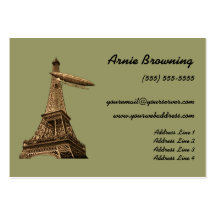 Vintage Eiffel Tower & Zeppelin Business Card Template