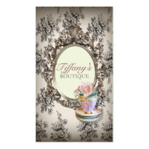 vintage elegant  english floral  teacups  fashion business card