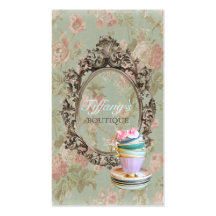 vintage elegant  english floral  teacups  fashion business card template