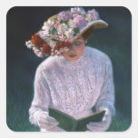 Vintage Elegant Fine Art Victorian Lady Reading Sticker
