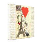 Vintage elephant and red heart balloons gallery wrapped canvas