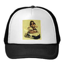 Vintage Elvgren Marionette Manipulator Pin up girl Hat