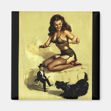 Vintage Elvgren Marionette Manipulator Pin up girl Fridge Magnet