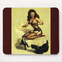 Vintage Elvgren Marionette Manipulator Pin up girl Mouse Pad