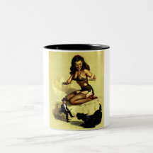 Vintage Elvgren Marionette Manipulator Pin up girl Mugs
