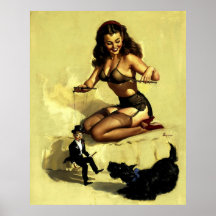Vintage Elvgren Marionette Manipulator Pin up girl Print