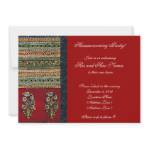 Vintage Embroidery Red Housewarming Invitation