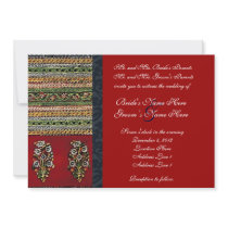 Vintage Embroidery Red Wedding Invitation