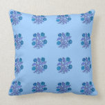 Vintage Embroidery Style Flowers Dark Blue Pillows