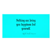 Vintage Emerson Happiness Quote Neon Blue Teal Photo Cards