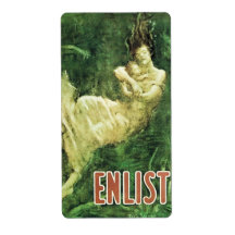 Vintage "Enlist" Painting, Fred Spear 1915 Custom Shipping Label