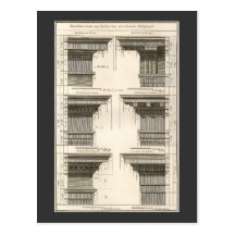 Vintage Entablatures, Orders of Architecture Post Card