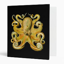 Vintage Ernst Haeckel Octopus in Yellow Vinyl Binder