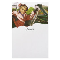 vintage Errands car on the go List Lists Paper Personalized Stationery