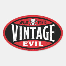 Vintage Evil 001A Oval Sticker