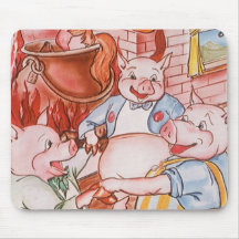 Vintage Fairy Tale Three Little Pigs and the Wolf Mouse Pads