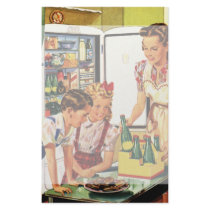 Vintage Family in the Kitchen Having a Snack Personalized Stationery