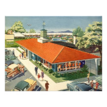 Vintage Family Restaurant with Customers Personalized Invitations