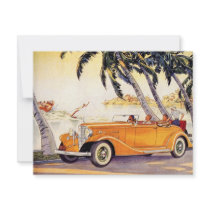 Vintage Family Vacation in a Convertible Car Custom Invitation