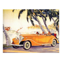 Vintage Family Vacation in a Convertible Car Custom Invitation