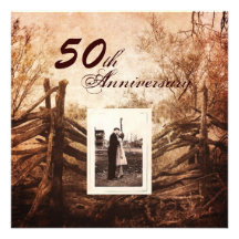 vintage farm fence western country anniversary custom announcements