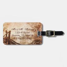 vintage farm fence western country wedding bag tag
