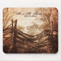 vintage farm fence western country wedding mousepads