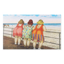 Vintage Fat Bottomed Girls at Beach Rectangle Sticker