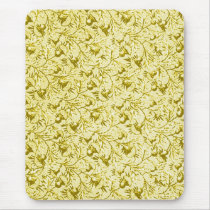 Vintage Feathery Floral Lemon Yellow Mousepad