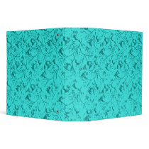 Vintage Feathery Floral Teal Peacock Binder