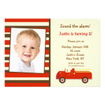 VIntage Fire truck Photo Birthday Party Invitation
