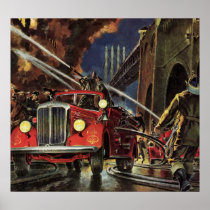 Vintage Firemen Putting Out a Fire Posters