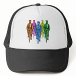 Vintage Five Fellas on Bikes Illustration Mesh Hat