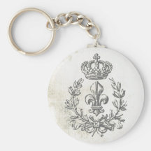 Vintage Fleur de Lis and Crown-keychain