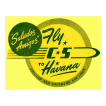Vintage Flight to Havana Postcard