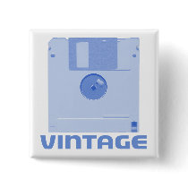 Vintage Floppy Blue Button