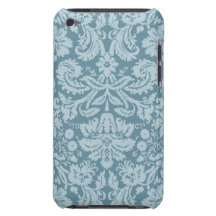 Vintage floral art nouveau blue green pattern iPod touch case