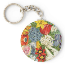 Vintage Floral Assortment Key Chain