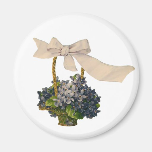 Vintage Floral Basket Magnet