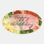 Vintage Floral Birthday Oval Stickers