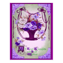 Vintage Floral Birthday Postcard