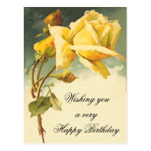 Vintage Floral Birthday Postcard
