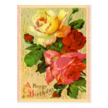 Vintage Floral Birthday Postcard