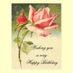 Vintage Floral Birthday Postcard postcards