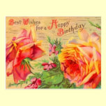 Vintage Floral Birthday Postcard postcards