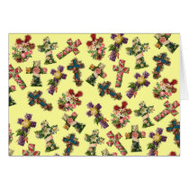 Vintage Floral Cross Greeting Card