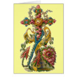 Vintage Floral Cross Condolence Cards