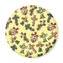 Vintage Floral Cross Fridge Magnet