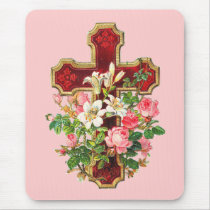 Vintage Floral Cross Mousepads